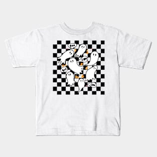 Black checkerboard ghost Kids T-Shirt